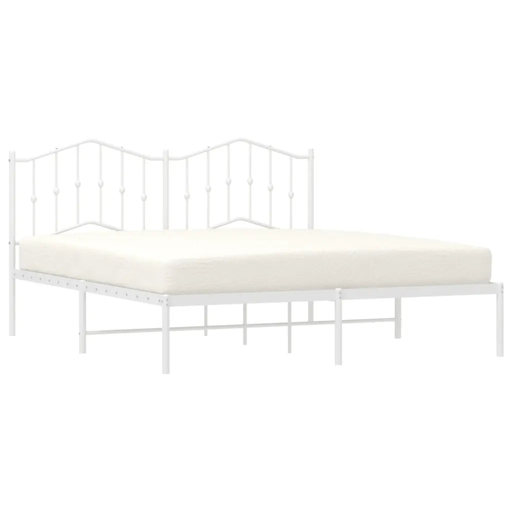 Letto matrimoniale | Letto per adulti | Giroletto con Testiera Metallo Bianco 160x200 cm