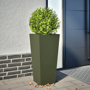 Fioriera da Giardino-Vaso da Esterno-Contenitore per Piante Verde Oliva 35x35x75 cm in Acciaio