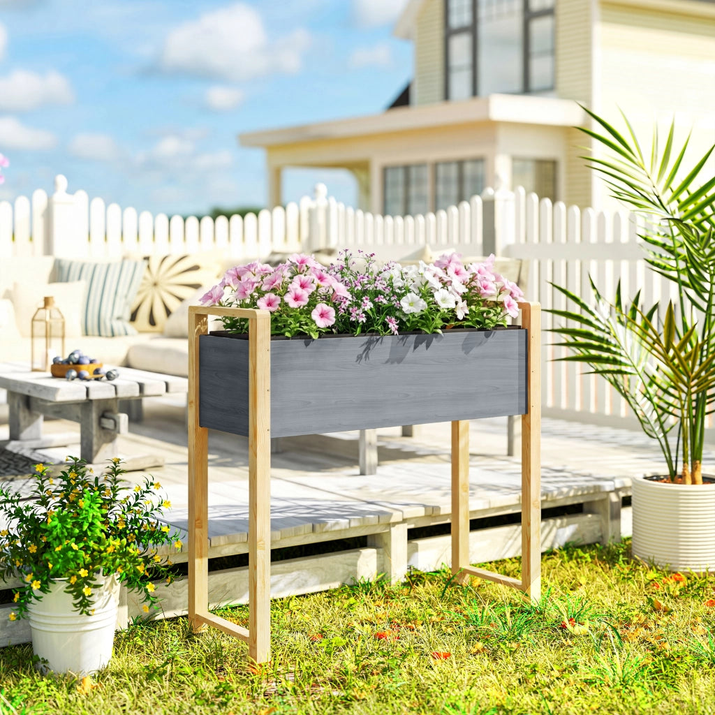 Cassone rialzato da giardino con piedini ¨C Xylo ¨C grigio, tessuto non tessuto, 98x37x90 cm