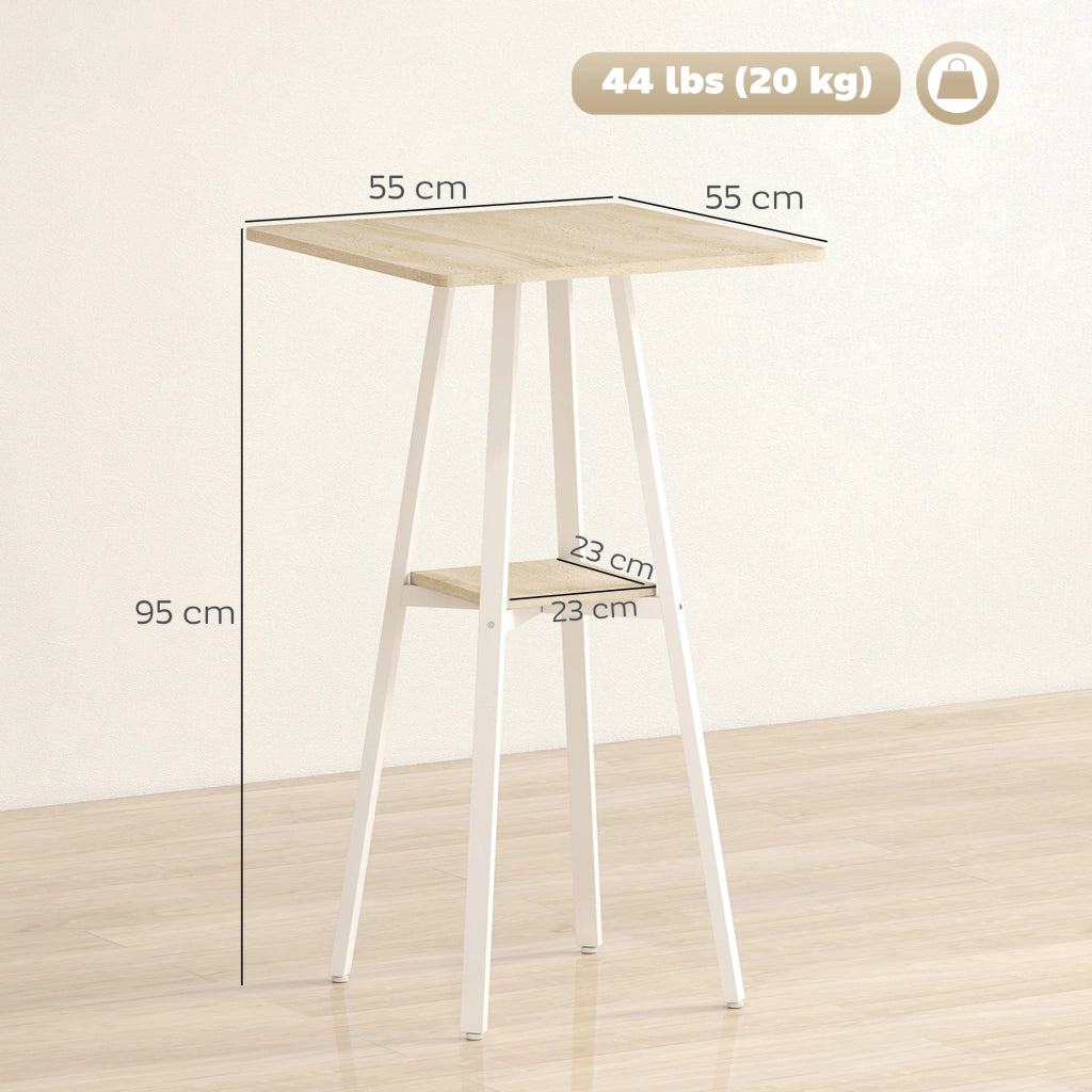 Tavolo da bar quadrato per 2 persone con ripiano ¨C Minimal ¨C naturale e bianco 55x55x95
