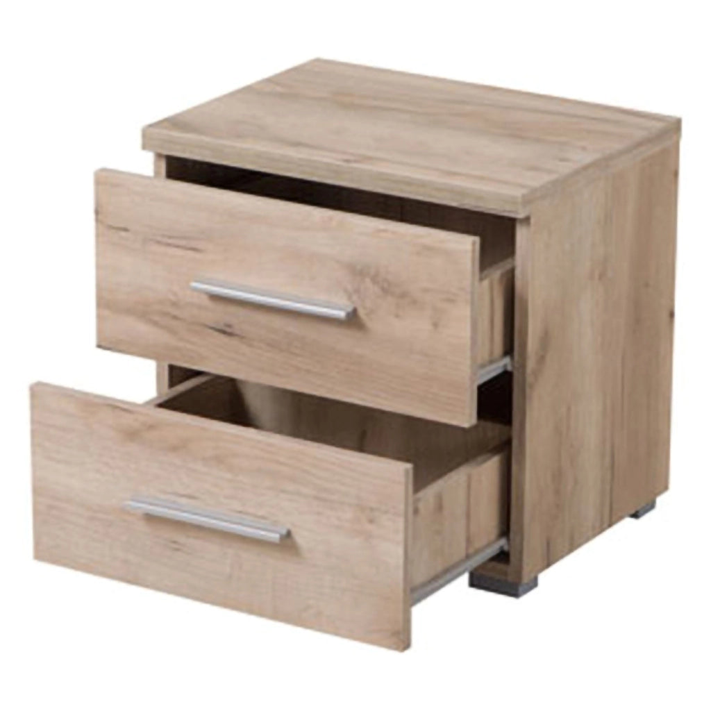 Colliano, Comodino 2 Cassetti, 44.5x33.5x43h cm Marrone Noce