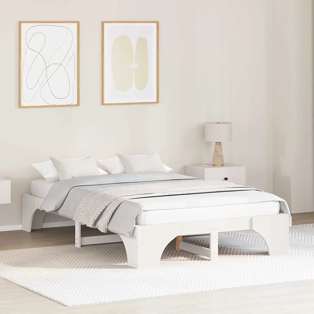 Letto matrimoniale | Letto per adulti | Struttura del letto Bianco 135 x 190 cm Pino massello