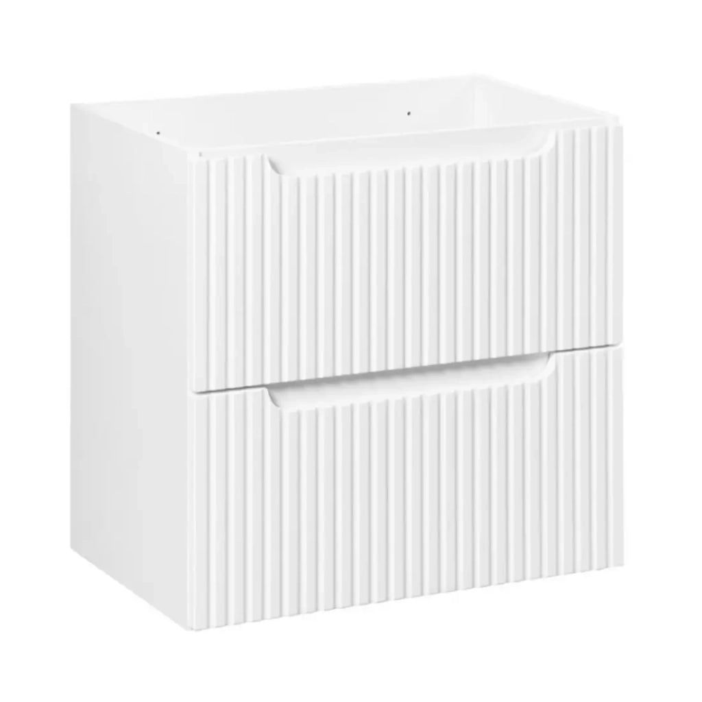 Set VANO bianco 170cm: mobili sotto lavabo con nicchie visibili a cassetti e armadietti + due lavabi da appoggio + colonna