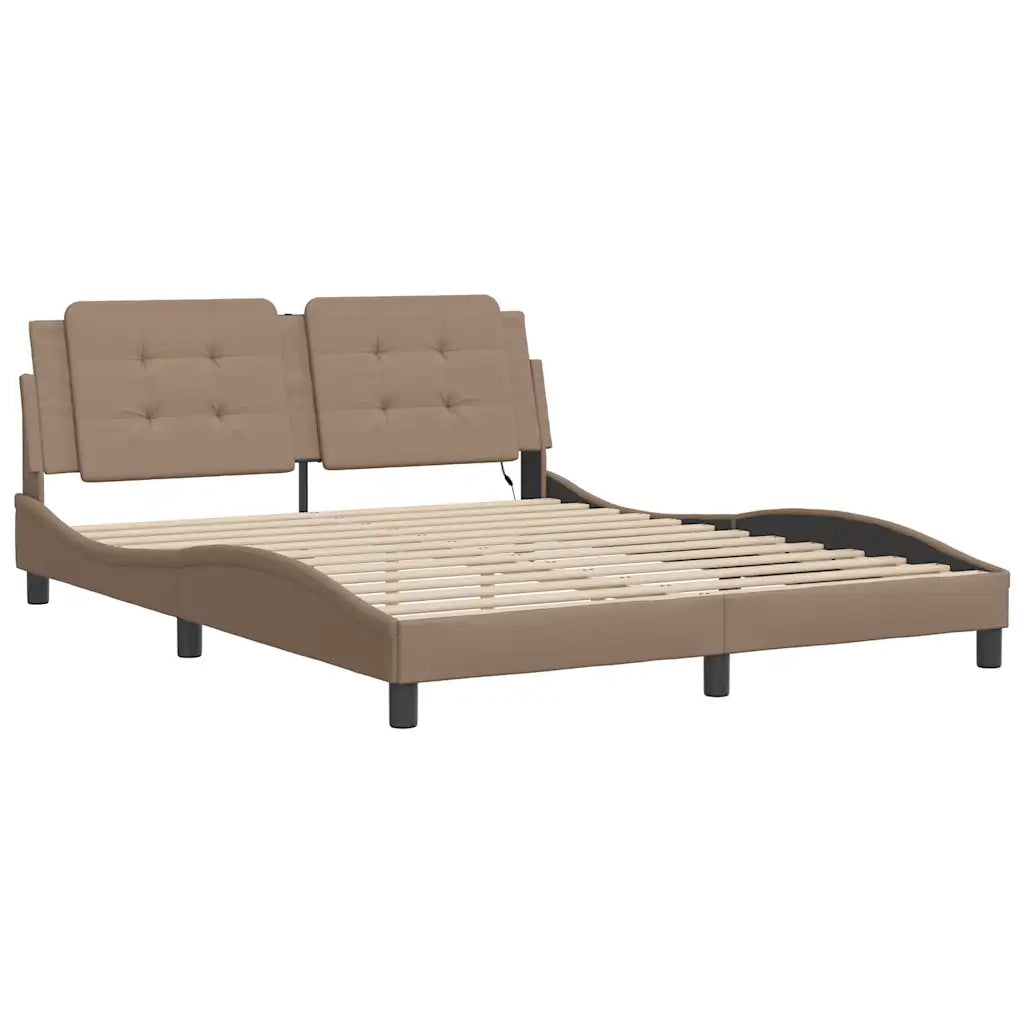 Letto matrimoniale | Letto per adulti | Giroletto con LED senza Materasso Zadar Cappuccino 160x200 cm