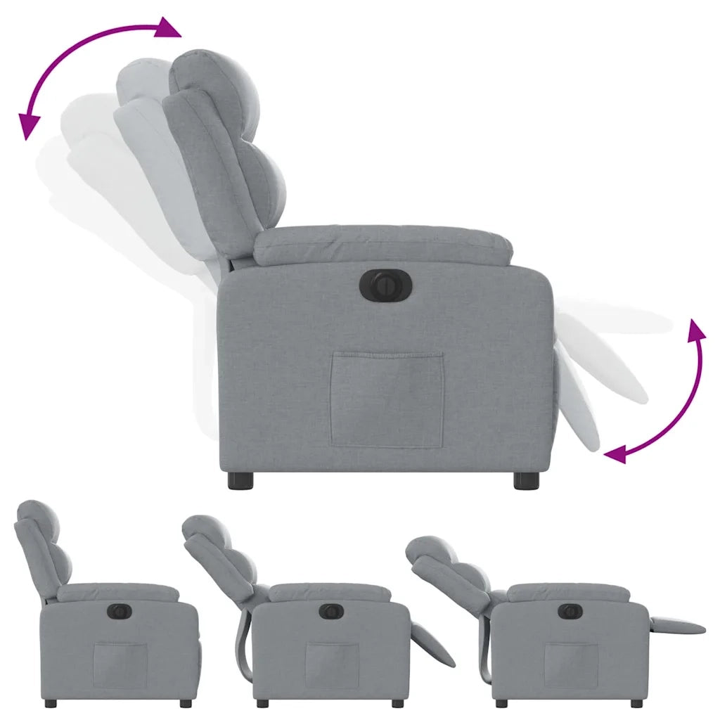 Poltrona | Sedia Relax Elettrica Reclinabile Grigio Chiaro in Tessuto
