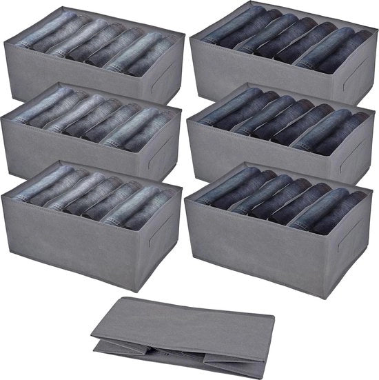 Organizzatore per armadio pieghevole 44x30x20cm - 6 pezzi - con 7 raccordi a viti - Maniglie stabili - per pantaloni, jeans, camicie, magliette, maglie, pantaloni leggins