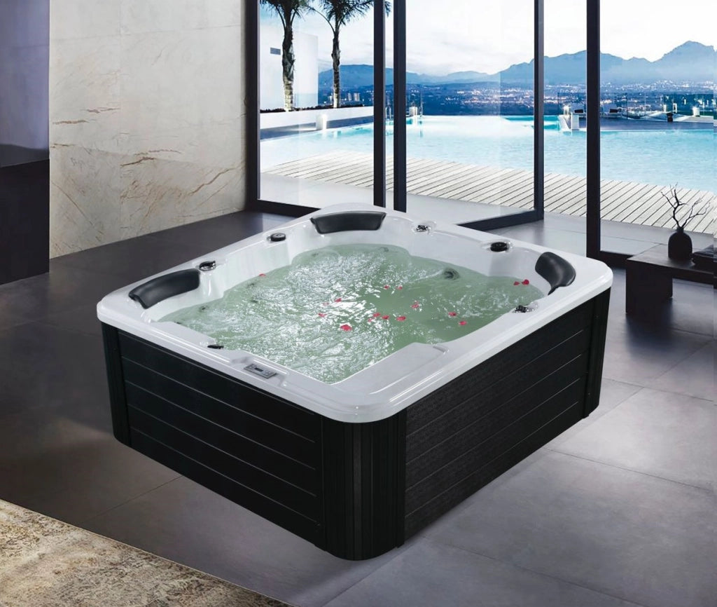 Minipiscina da esterno 6 persone 30getti riscaldatore, ozono led full optional 230x230x88cm Sicorage Extern
