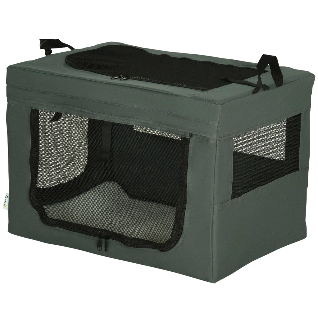 Trasportino pieghevole 3 ingressi con cuscino ¨C Xylo ¨C per cani e gatti fino 4kg/40cm grigio