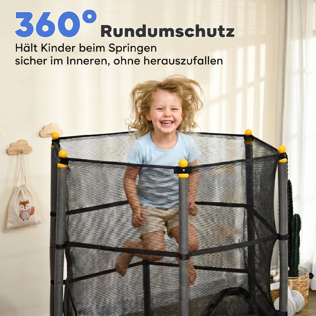 Trampolino per bambini ?163 cm ¨C Xylo ¨C con rete di sicurezza, acciaio e plastica, nero