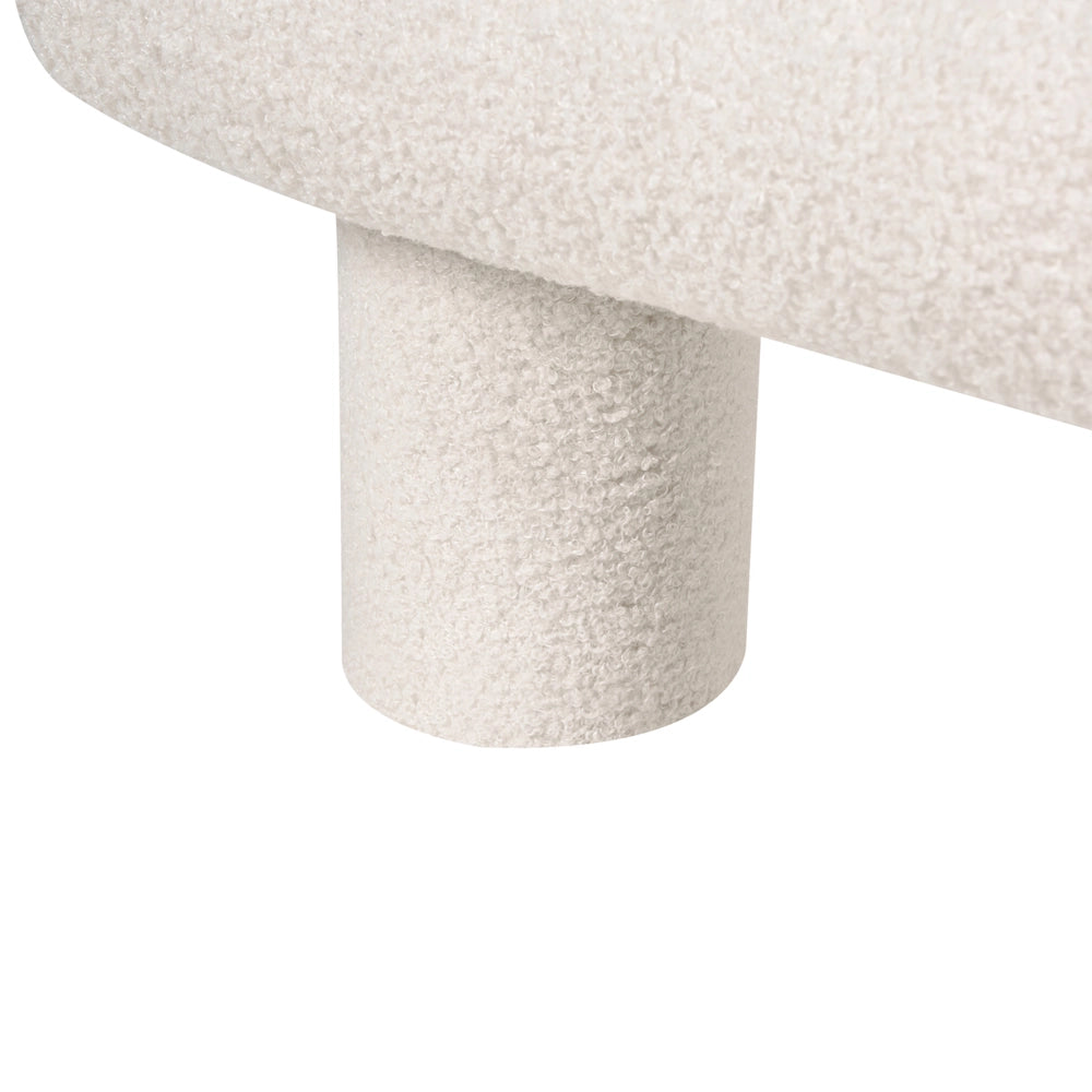 Letto imbottito in bouclé bianco sporco 160 x 200 design scandinavo testata morbida