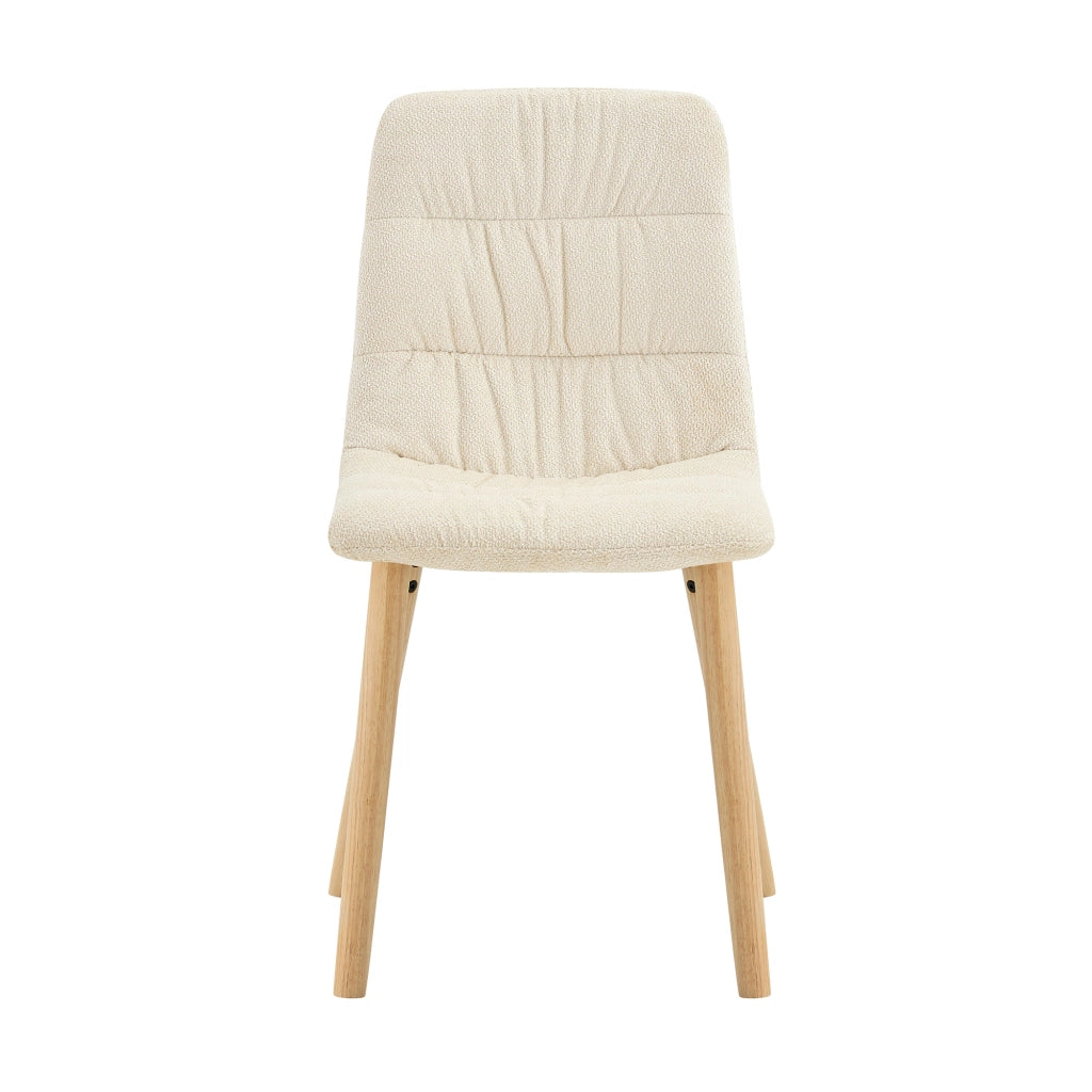 Sedie da Pranzo in Tessuto Bianco con Gambe in Legno Massello ¨C MINIMAL ¨C Set 2 Pezzi