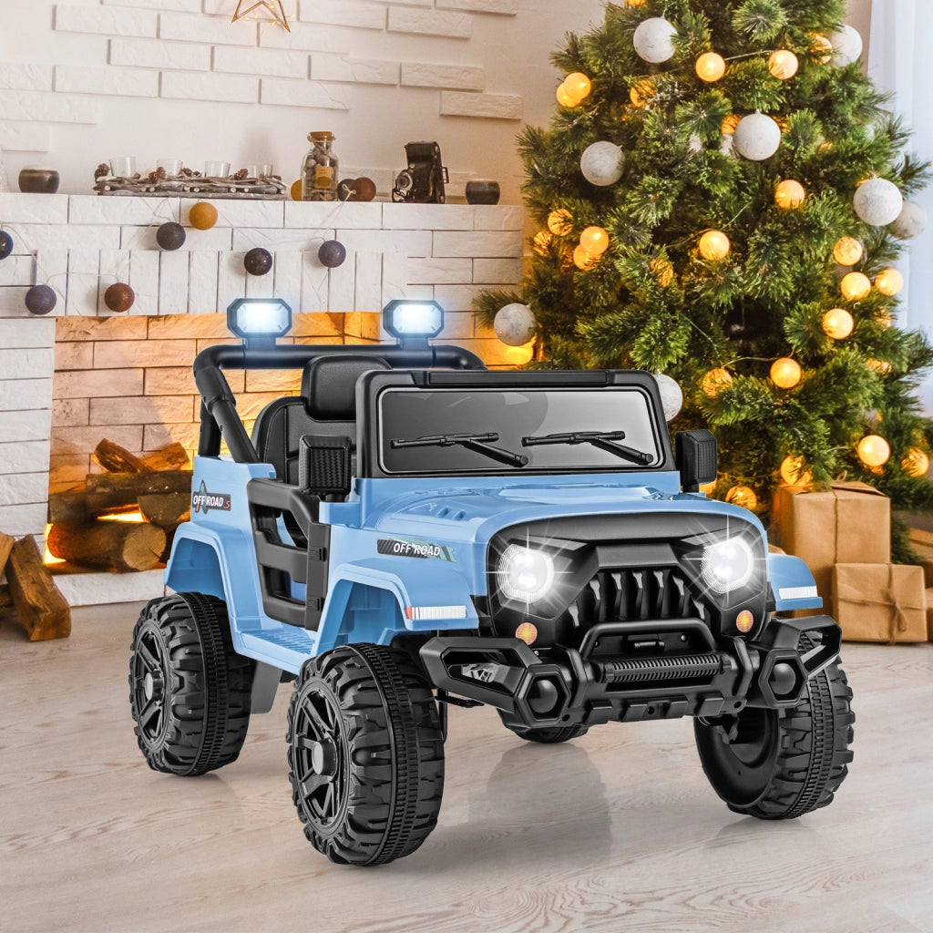 Camion elettrico 12V con telecomando ruote a scolpitura 3 velocit¨¤, Giocattolo a batteria per bambini 3+ anni Blu