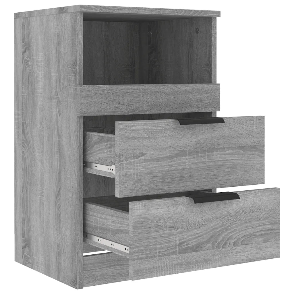 Comodini 2 pz-Set di 2 Tavolino da notte Grigio Sonoma in Legno Multistrato 721354