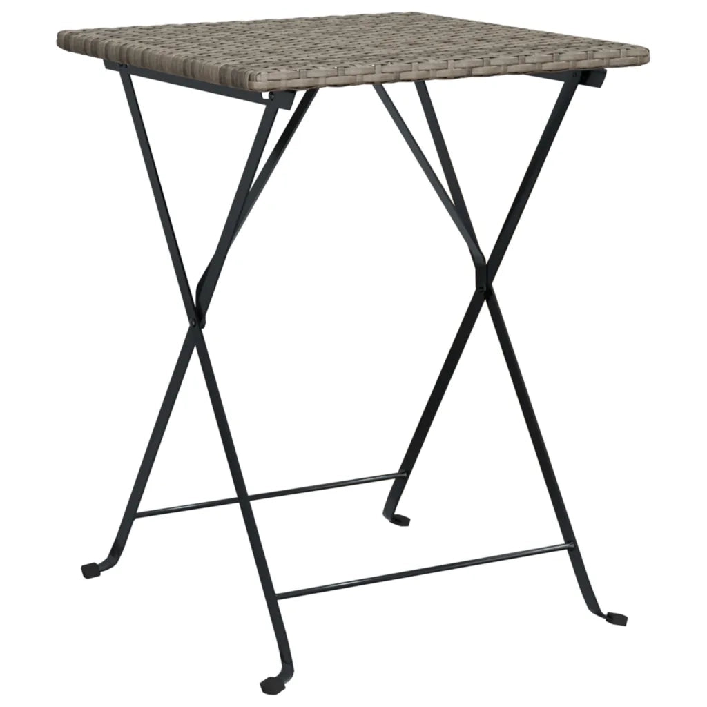 Set Pieghevole da Bistr¨° 3 pz | Set Salotto da Giardino Grigio in Polyrattan