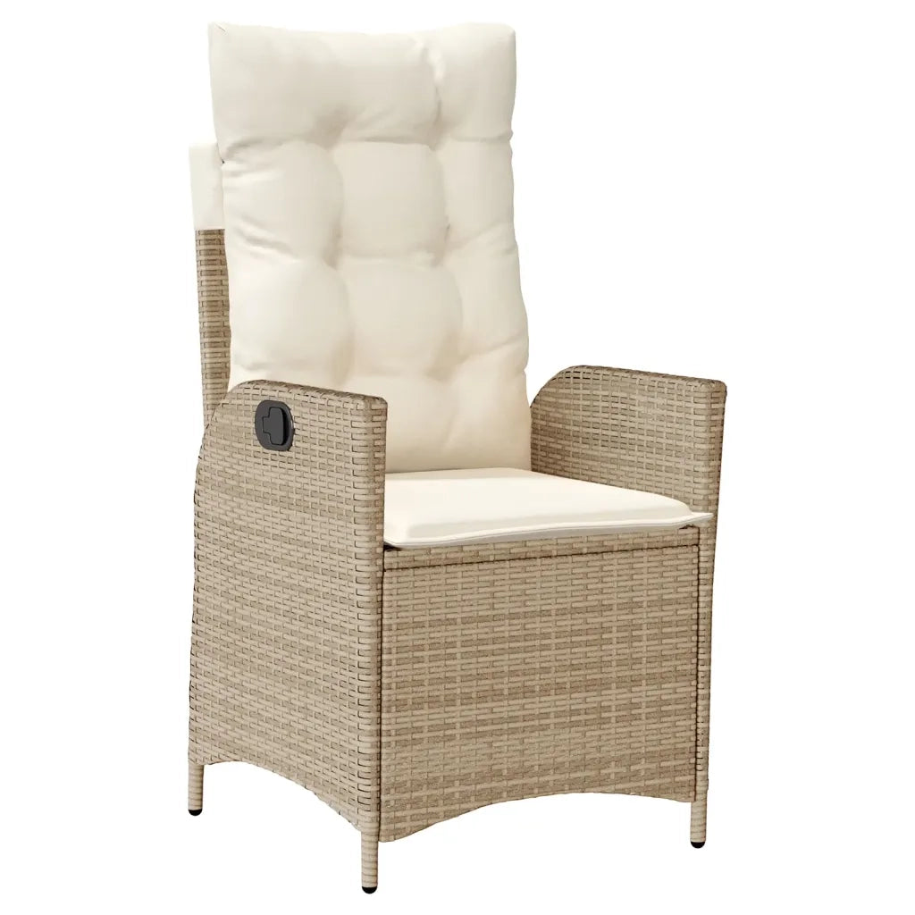 Set da Pranzo da Giardino 7 pz con Cuscini Beige in Polyrattan