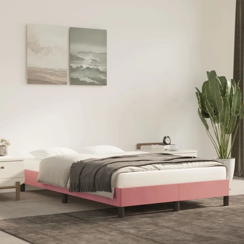 Letto matrimoniale | Letto per adulti | Giroletto senza Materasso Rosa 120x190 cm Velluto