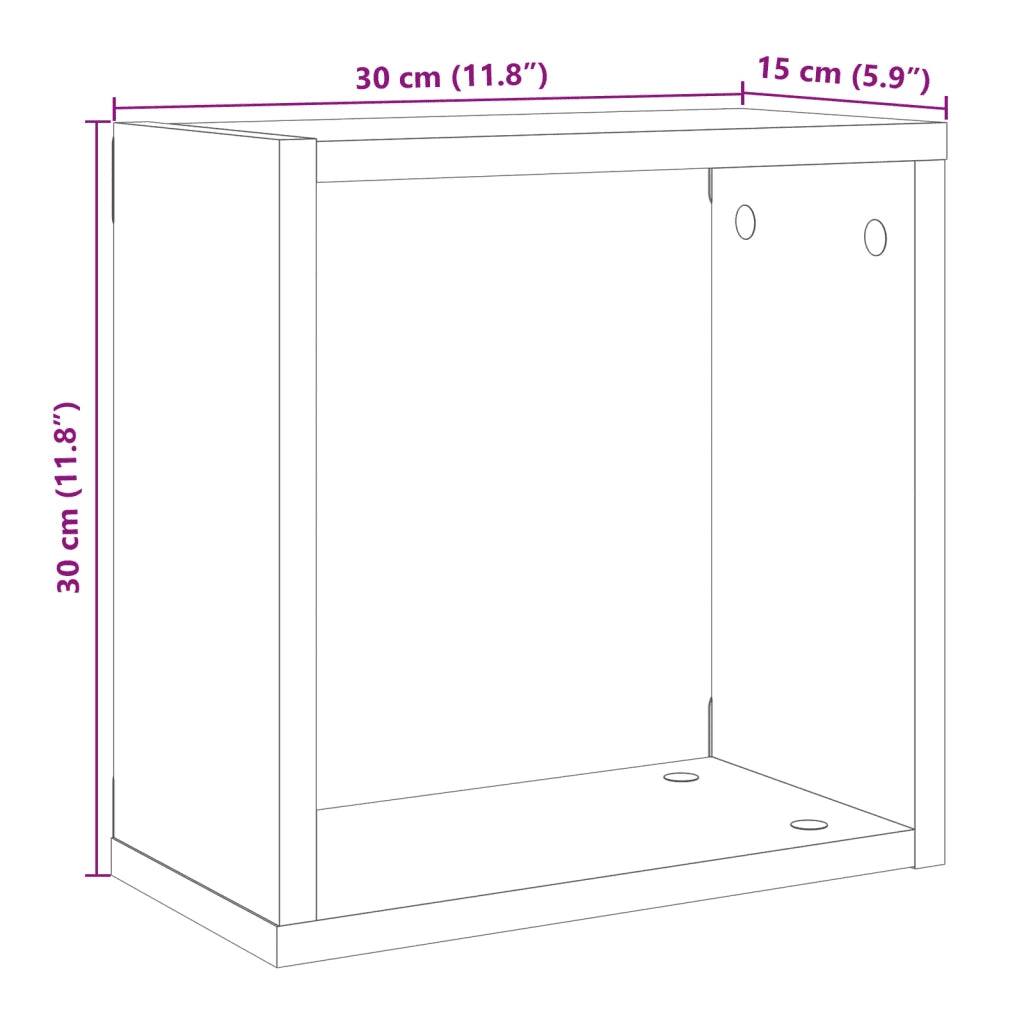 Mensole Parete a Cubo 4 pz Legno Vecchio 30x15x30 cm Truciolato 856577