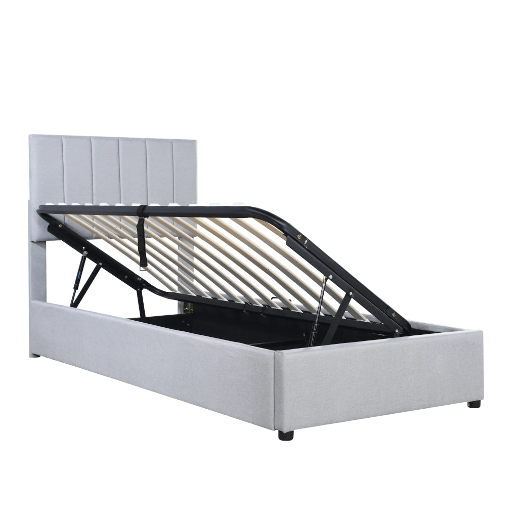 letto imbottito lino grigio 90 x 200 cm