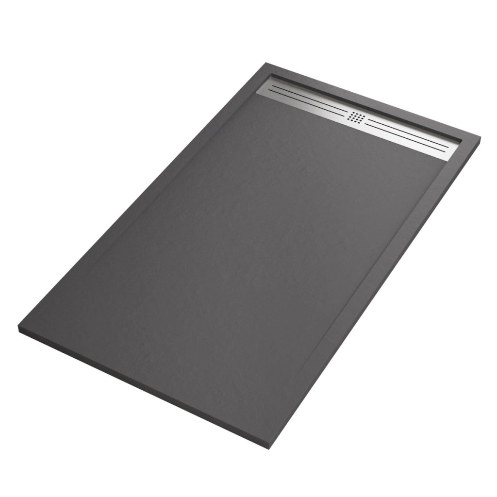 Piatto doccia in marmoresina grigio scuro effetto pietra cemento relax, misura 80x120