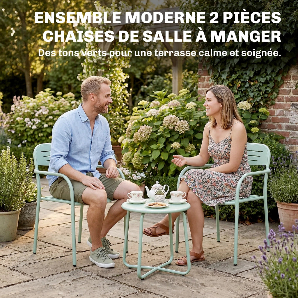 Set 2 Sedie da Giardino Impilabili ¨C Xylo ¨C Verde con Braccioli 56x58x78cm