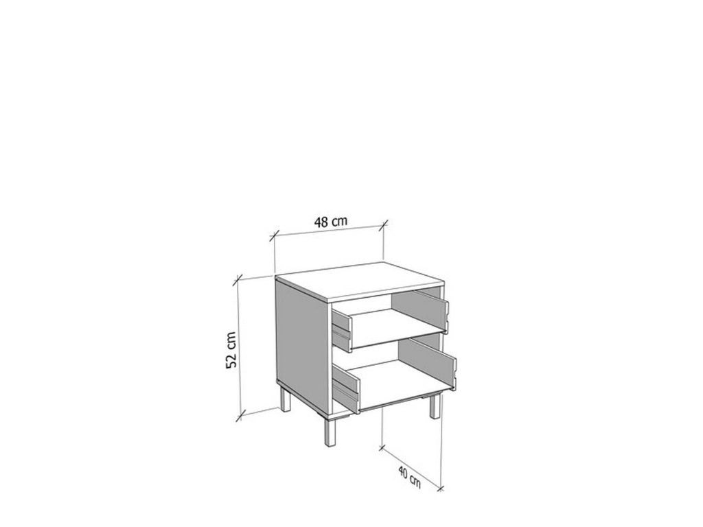 Clanezzo, Comodino un Ripiano, 48x40x52h cm Bianco