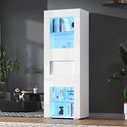 Vetrina alta 60 x 40 x 170 cm bianca con LED, anta in acrilico e 2 ripiani in vetro