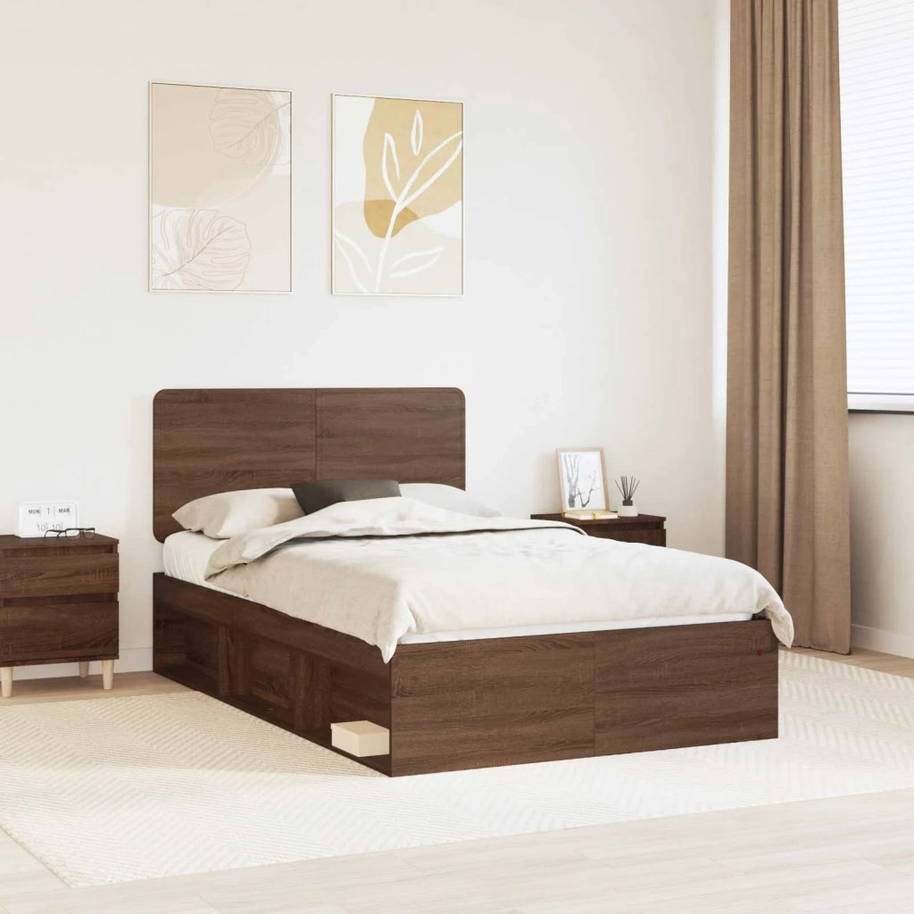 Struttura del letto-Giroletto Rovere Marrone 120 x 200 cm Pino massello 168741