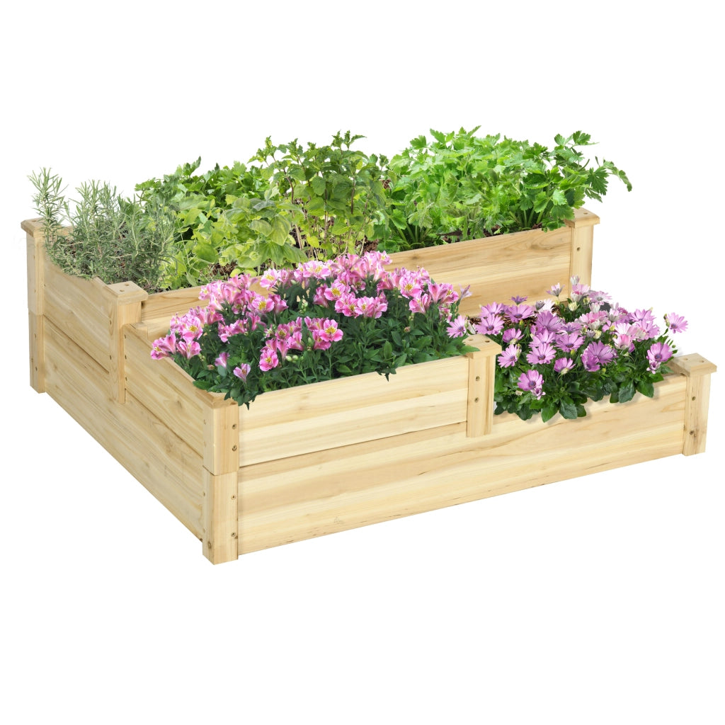 Giardiniere in legno a 3 livelli ¨C zephmum ¨C naturale 108x88x36 cm