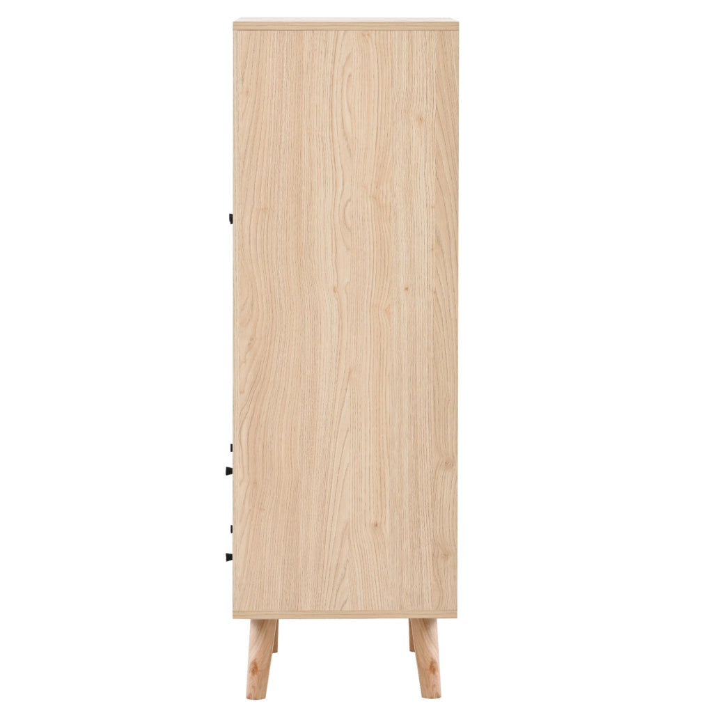 Credenza moderna 60x40x120 cm in truciolare color quercia con 2 ante e 2 cassetti