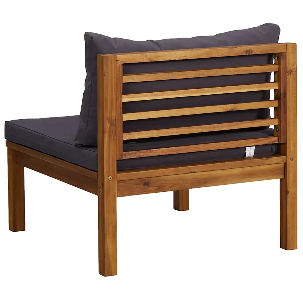 Set Divani da Giardino 2pz | Set Salotto da Giardino Cuscini Grigio Scuro Massello Acacia