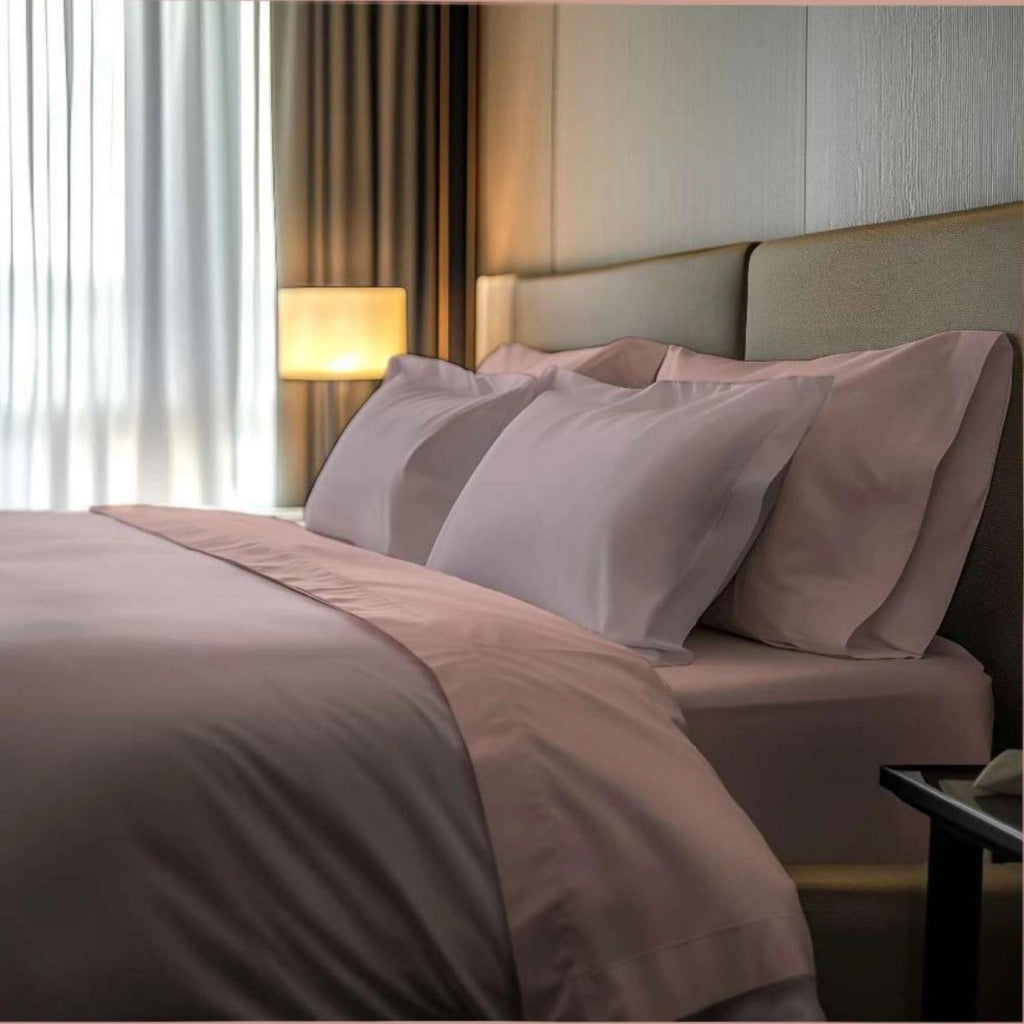 Rositene, set Completo Letto Matrimoniale in Percalle, Rosa