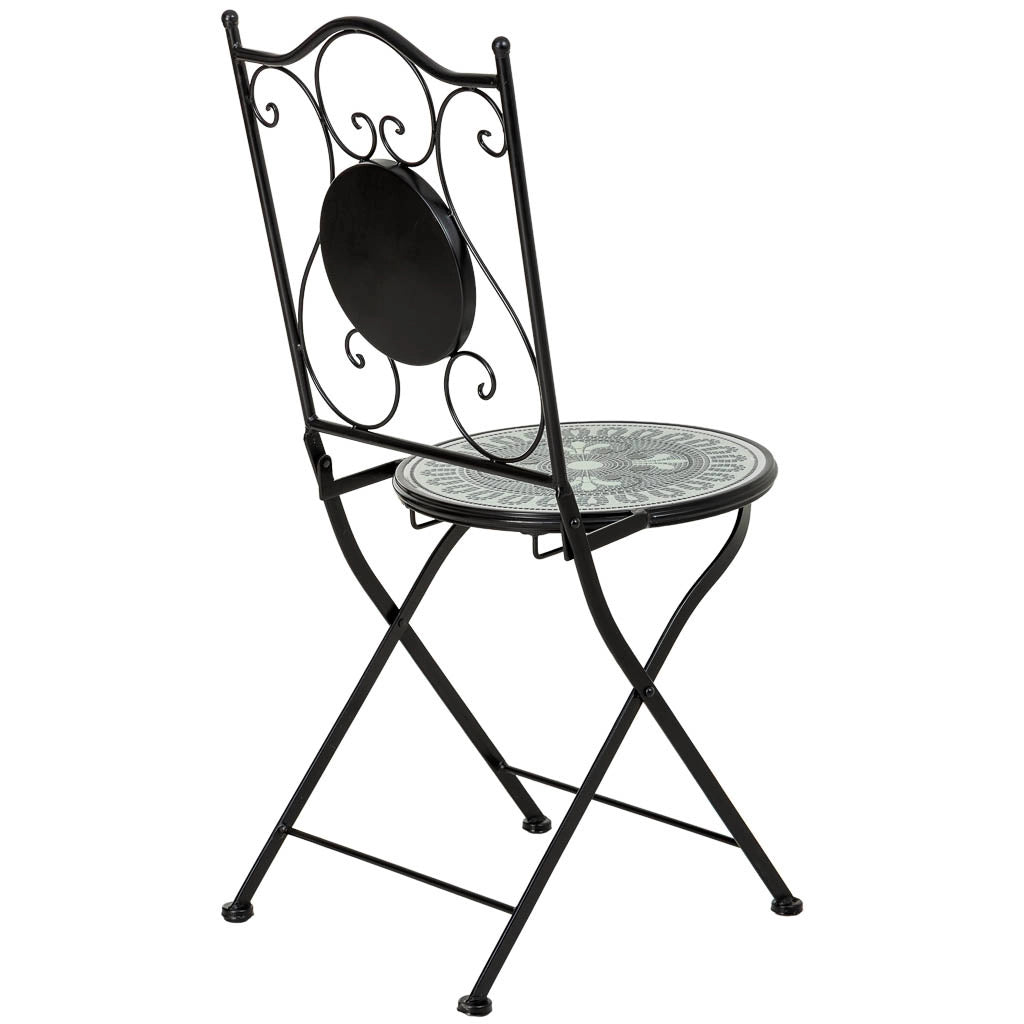 Set tavolo e 2 sedie in metallo, 60x60x75h cm, 38x46x90h cm