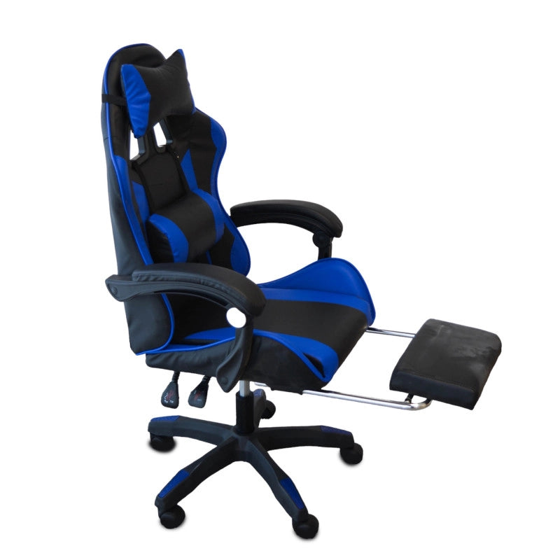 Poltrona Racing Omega con Piedi Nera/Blu similpelle