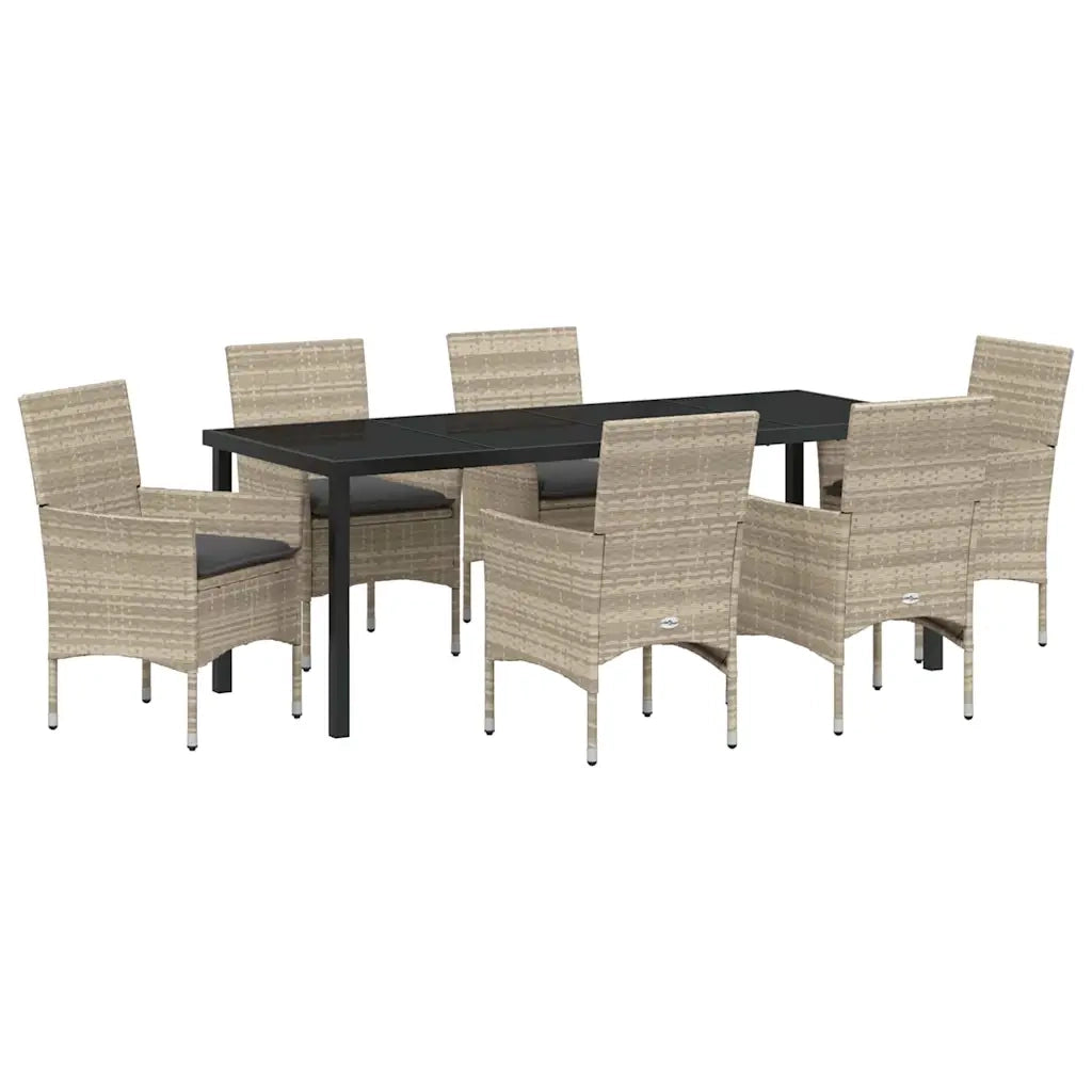 Set da Pranzo per Giardino 7 pcs Grigio chiaro polyrattan 3379812