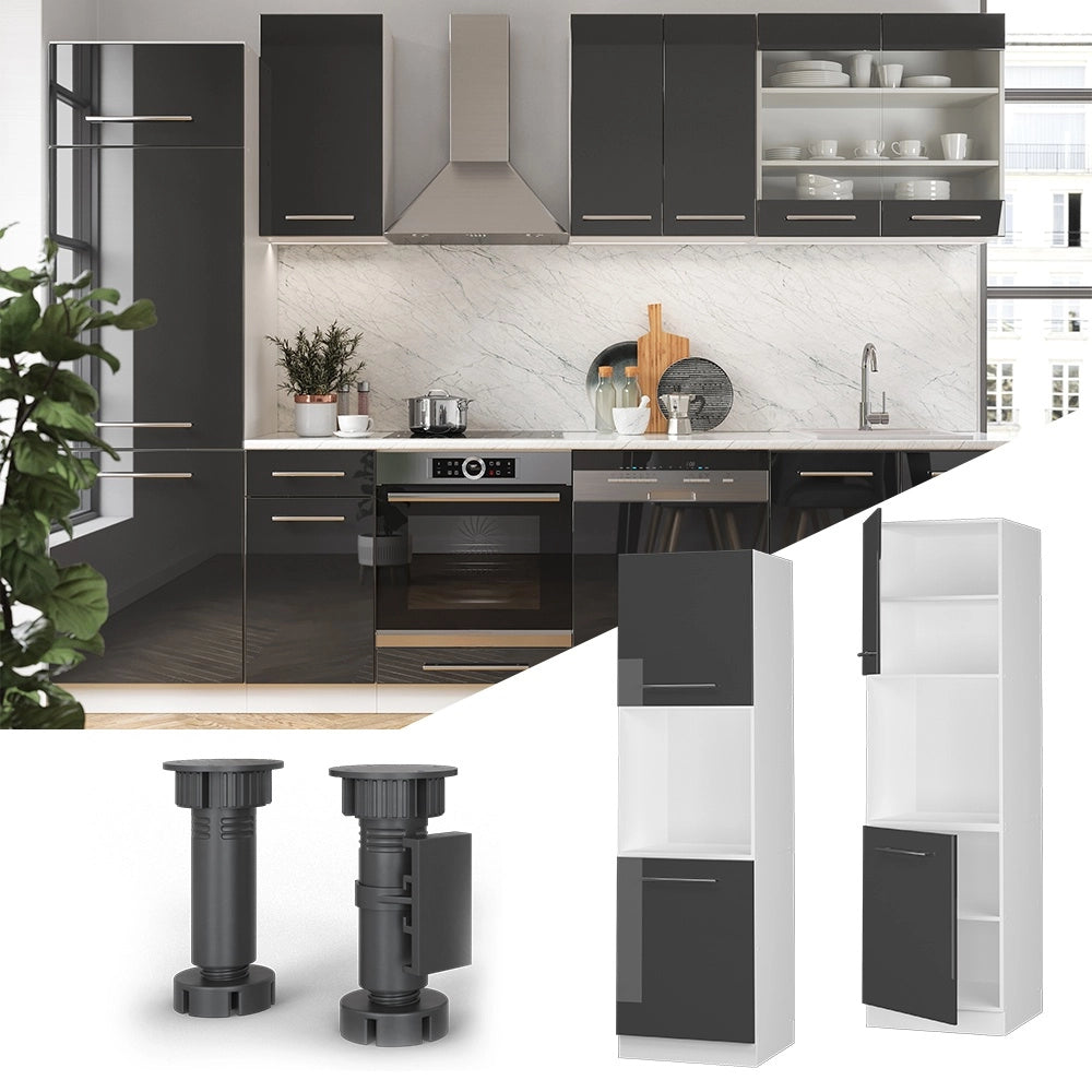 Mobile per forno da incasso Fame-Line Antracite lucido/Bianco 60 cm con ripiano aperto Vicco