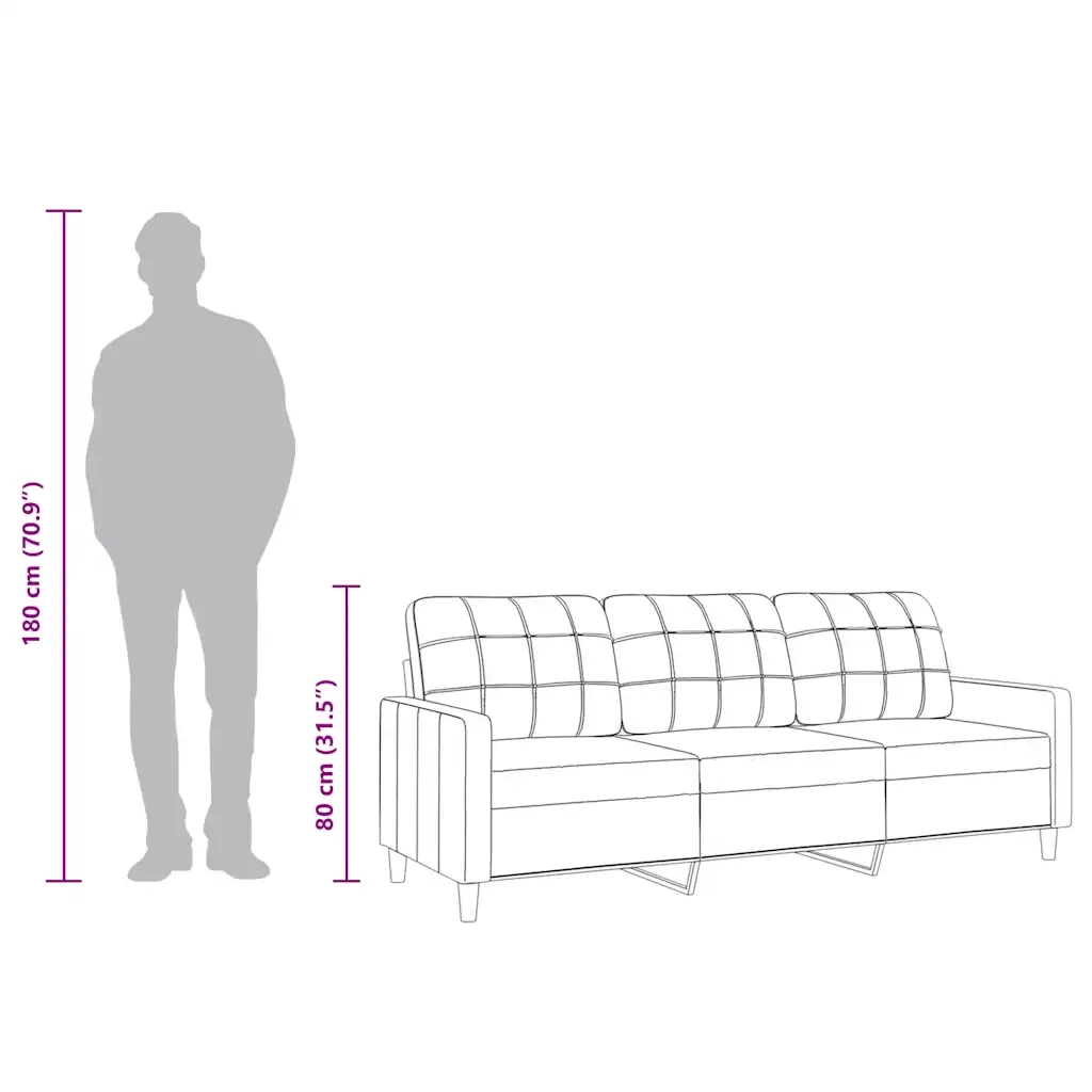 Divano a 3 Posti-Sofa 3 Posti Nero 210 cm in Tessuto