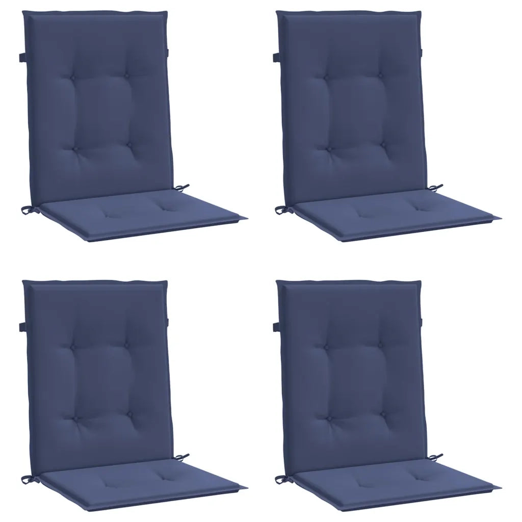 Cuscini Sedia Schienale Basso 4 pz Blu Marino in Tessuto 378681