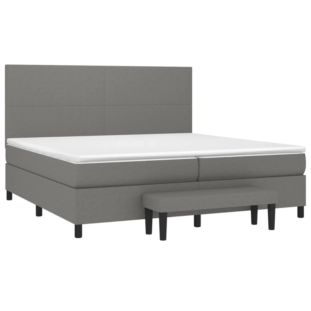 Giroletto a Molle con Materasso Grigio Scuro 200x200 cm Tessuto 3136462