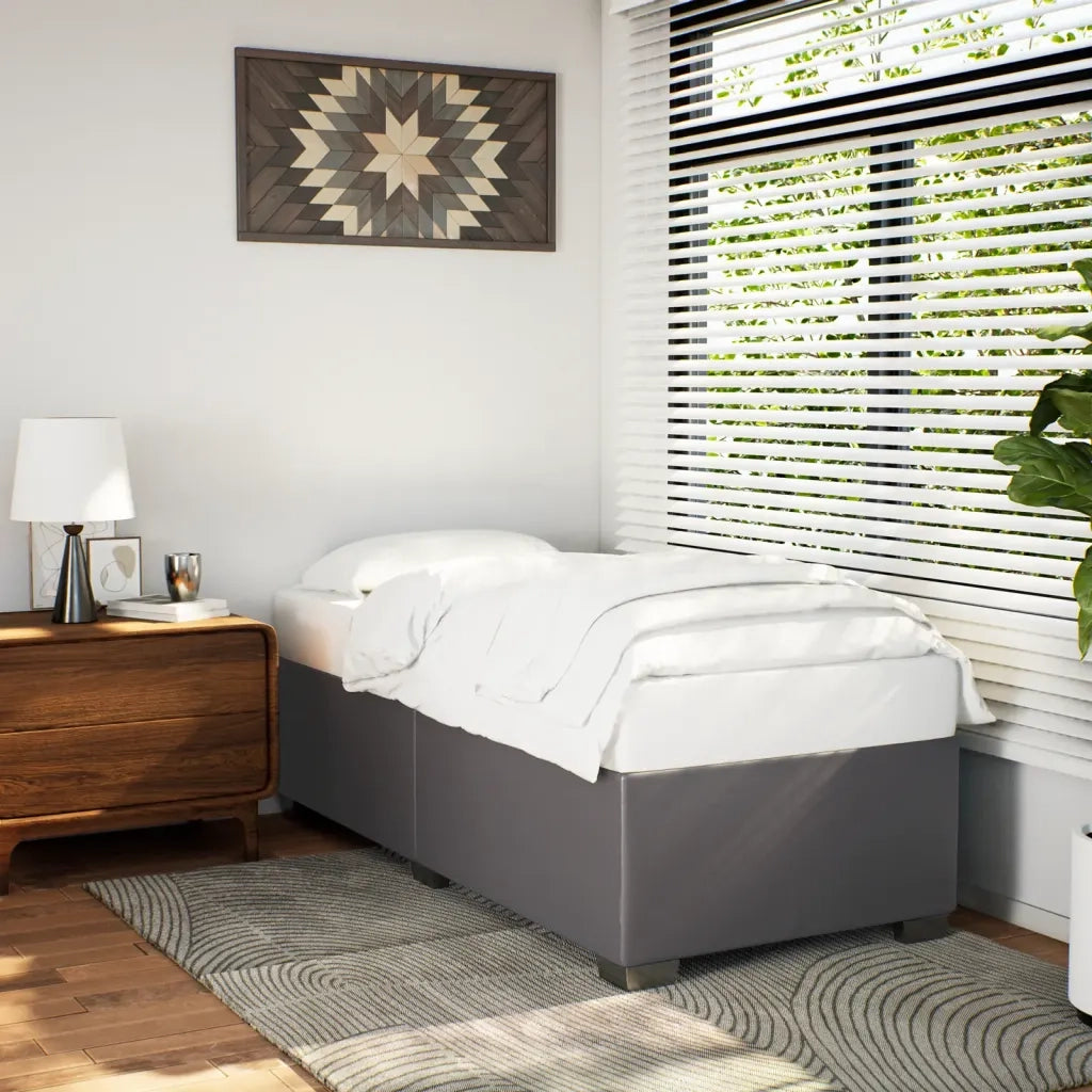 Letto singolo | Letto per adulti | Giroletto Grigio 100x200 cm in Similpelle