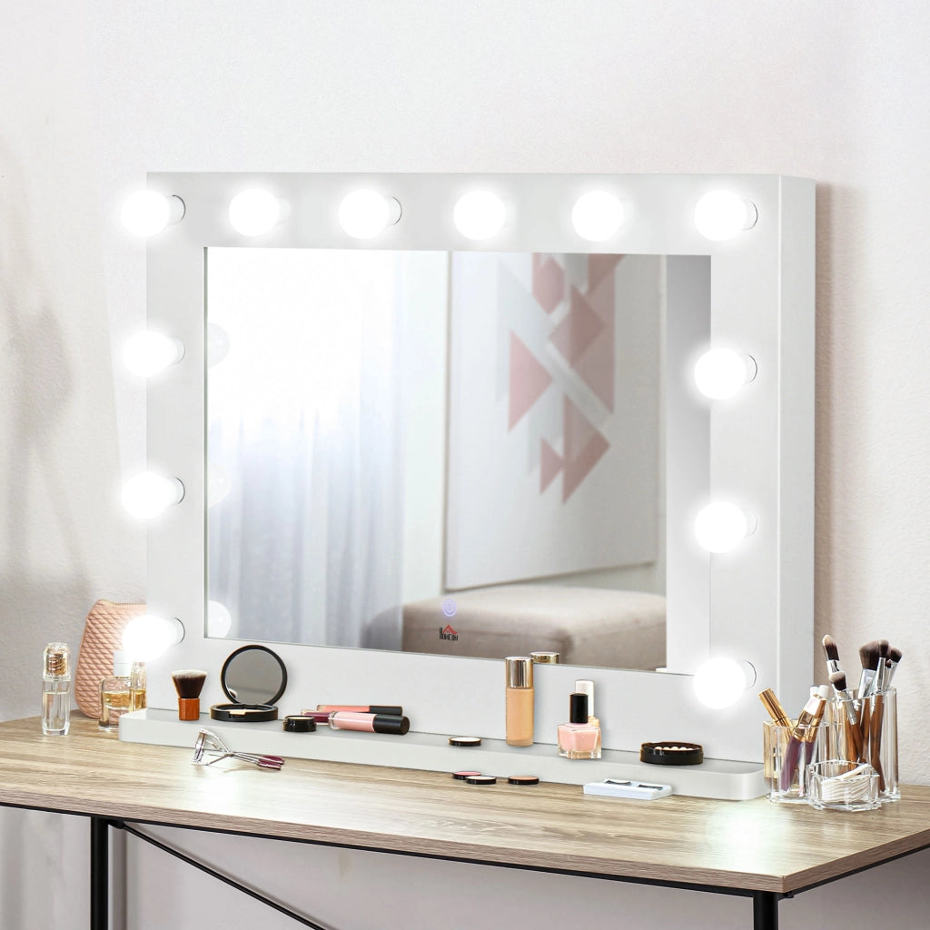 Specchio Hollywood con Illuminazione LED ¨C Minimal ¨C Bianco 80x60 cm