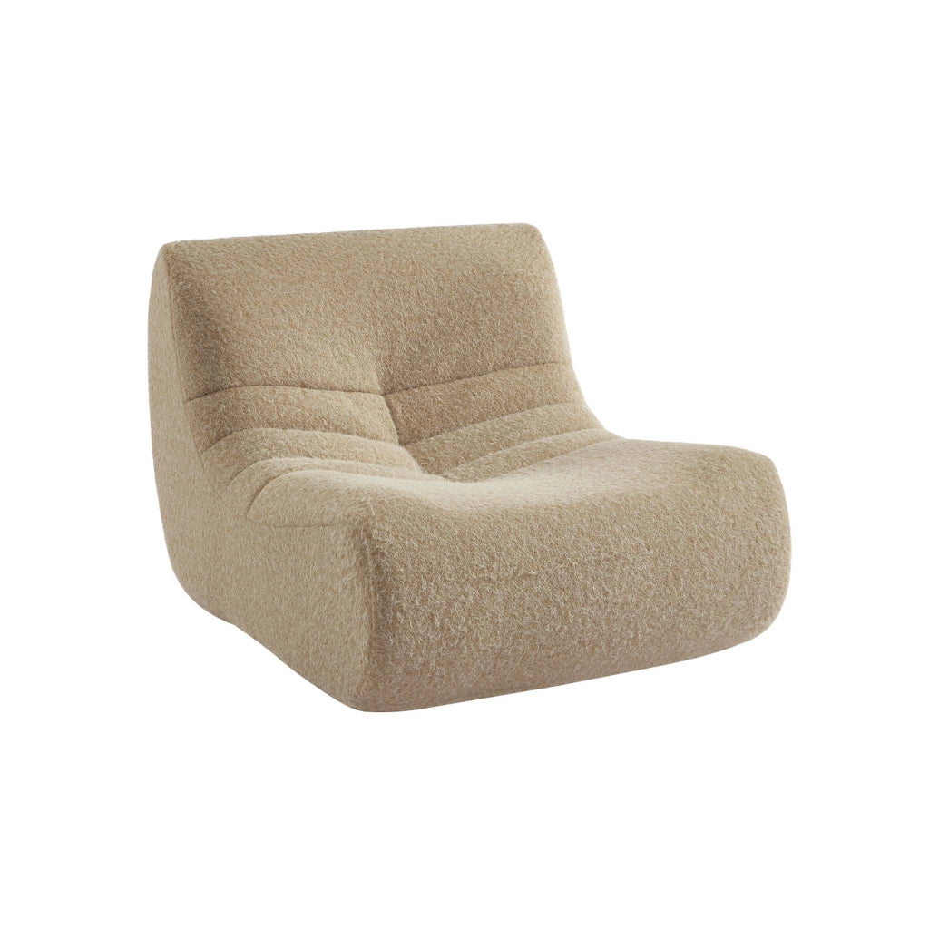 Poltrona senza braccioli in tessuto effetto alpaca, 1 posto, beige