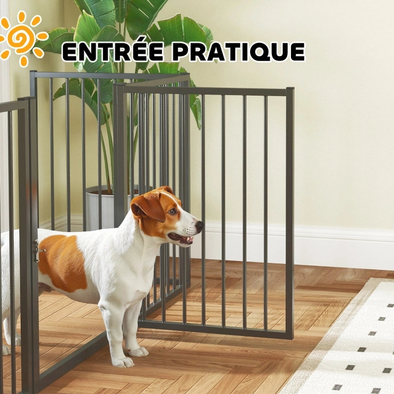Area per cani, parco per animali, 5 pannelli, recinzione pieghevole portatile, sicura, nera