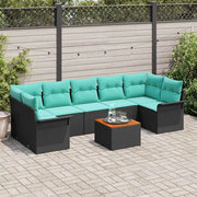 Set Divano da Giardino 8 pcs Nero e Turchese polyrattan 3355967