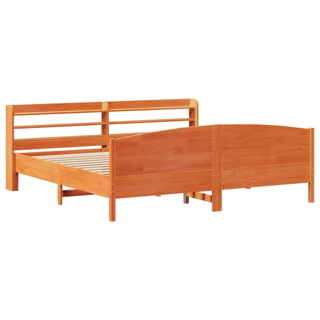Letto senza Materasso Marrone Cera 180x200 cm in Legno di Pino