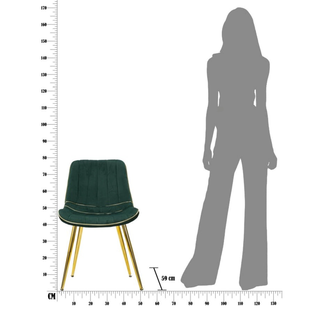 Sedia Paris verde e gold in tessuto con gambe dorate – set 2 pezzi