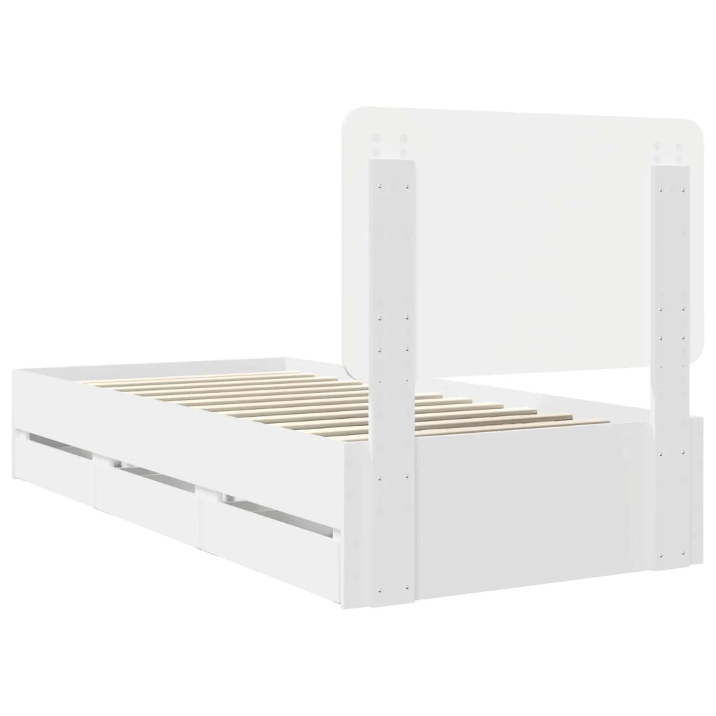 Letto singolo | Letto per adulti | Struttura del letto Bianco 100 x 200 cm Legno Ingegnerizzato
