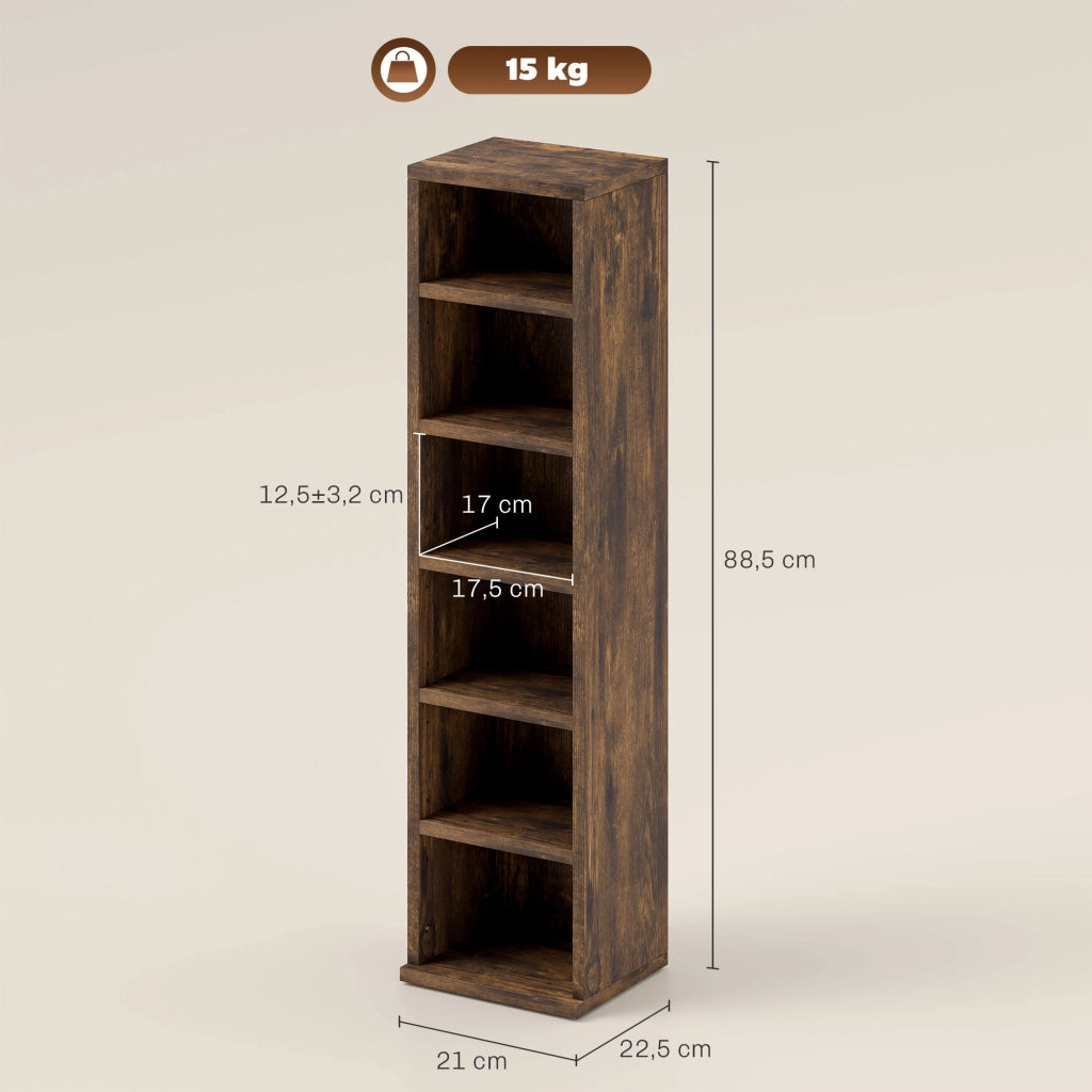 Armadio per CD con 12 compartimenti ¨C zephmum ¨C marrone 21x22.5x88.5 cm