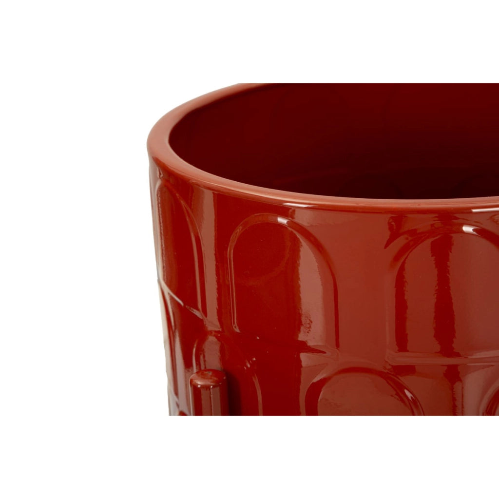 Set di 3 Vasi per Piante VKH426, Rosso, Metallo, 36x36x56,5 cm