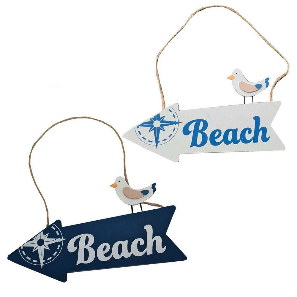 Trade Shop - Freccia Indicazione In Legno Beach Spiaggia Marino Da Muro Parete Oggettistica -