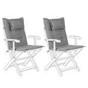 Set di cuscini di ricambio per sedie da esterno in tessuto grigio resistente ai raggi UV 2 cuscini con imbottitura spessa